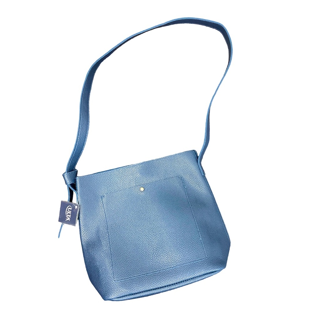 Blue Hobo Bag Faux Leather Gold Hardware NWT